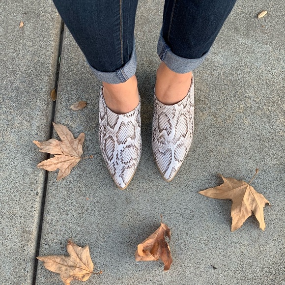 Snake pointy toe stacked block heel Mule Sanda - Picture 10 of 10